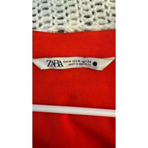 Zara Red V-Neck Blouse Women’s Medium - Picture 3 of 6